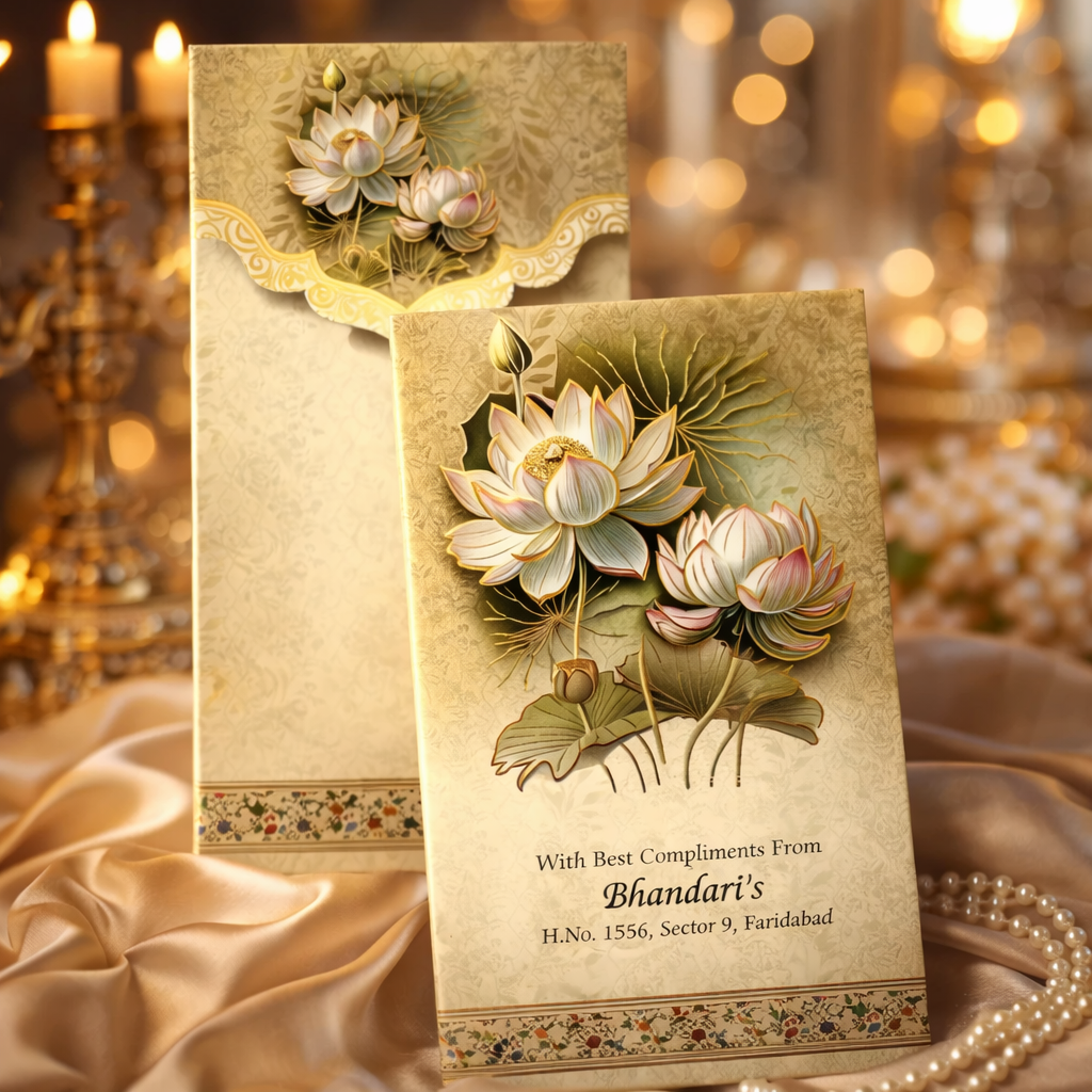 Royal Lotus Flower Velvet Shagun Envelopes – Wedding & Festive Gifting | Shagun Patra